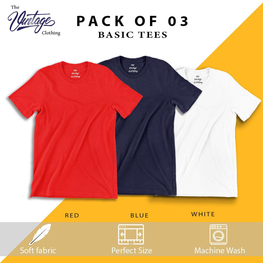 Pack of 3 plain Half sleeves T-Shirt - The Outfit House Pakistan