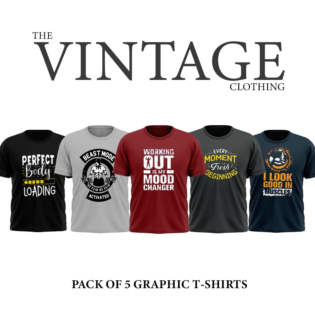 Pack of 5 Printed T-Shirt