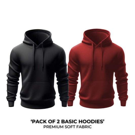 Pack of 2 Black & Mahroon Basic Hoodies