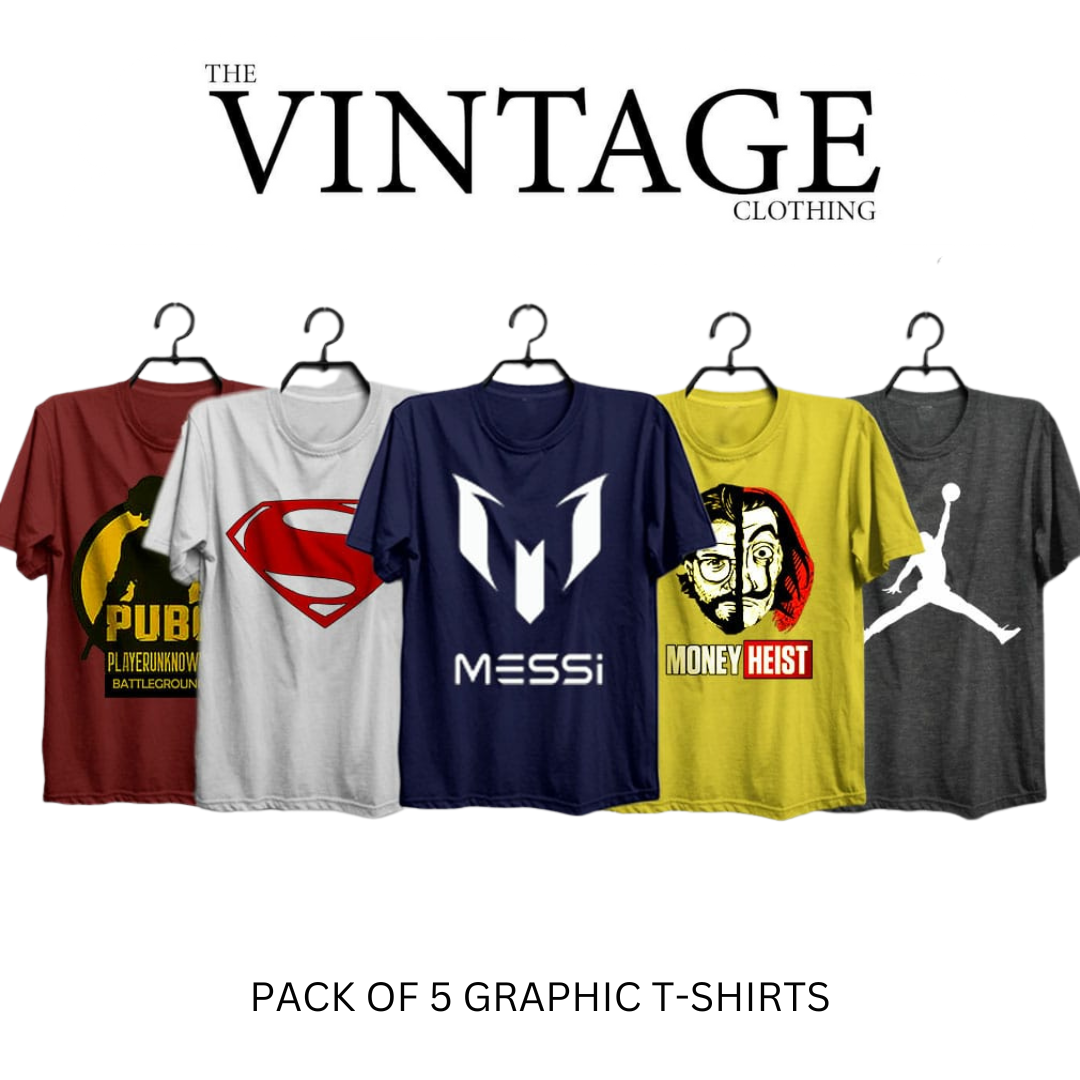 Pack of 5 Printed T-Shirt