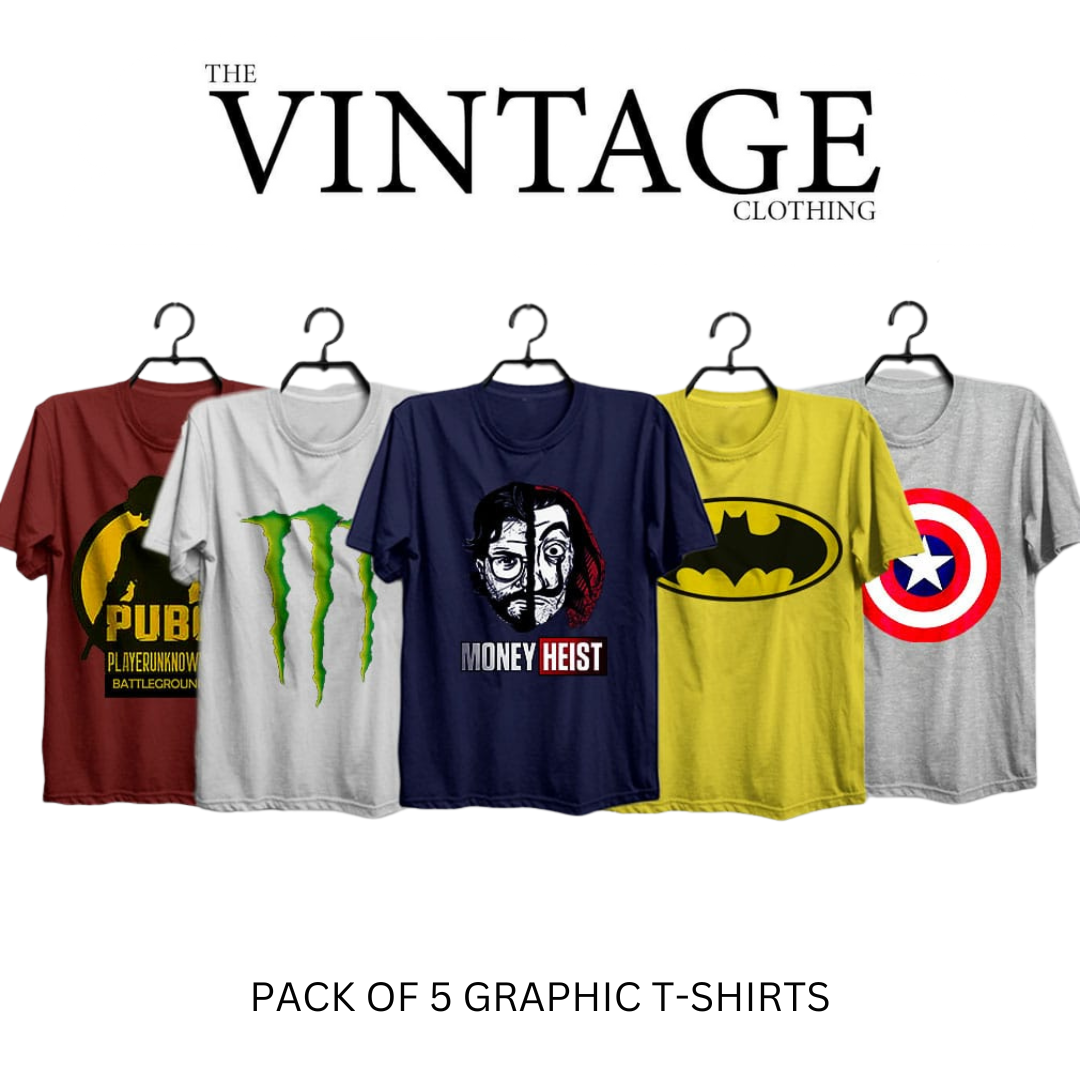 Pack of 5 Printed T-Shirt