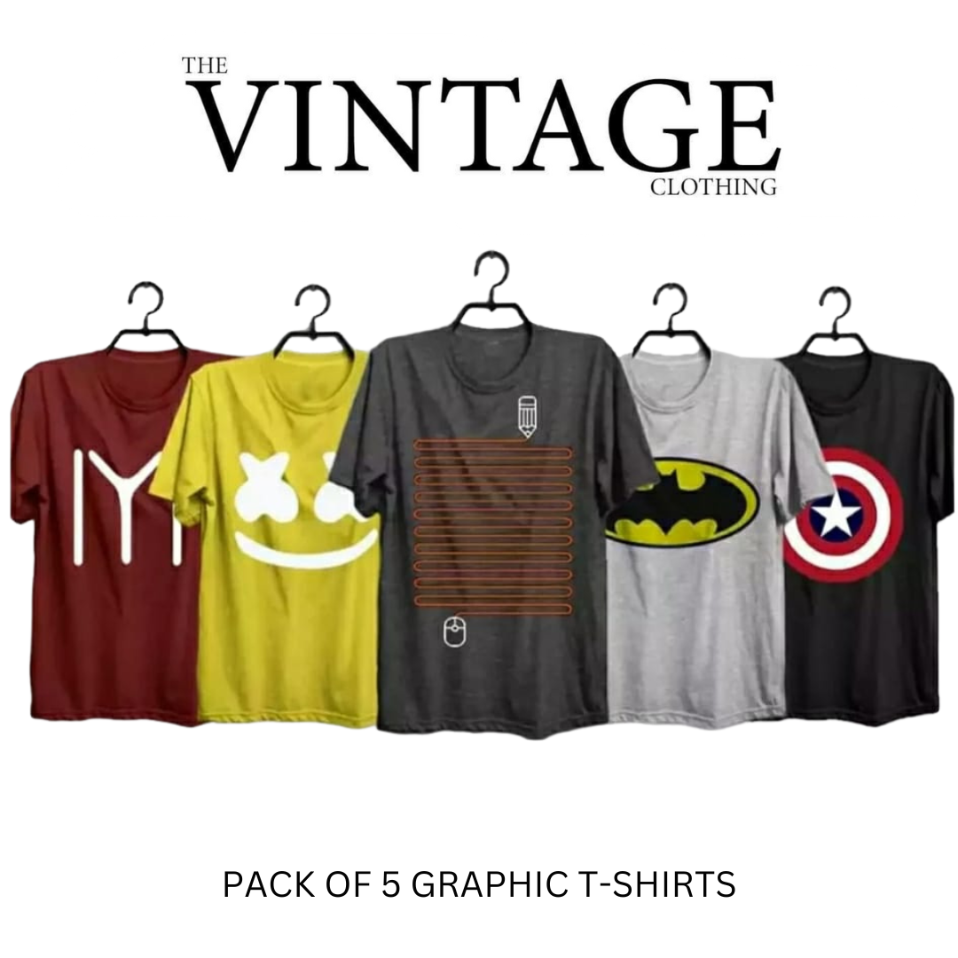 Pack of 5 Printed T-Shirts