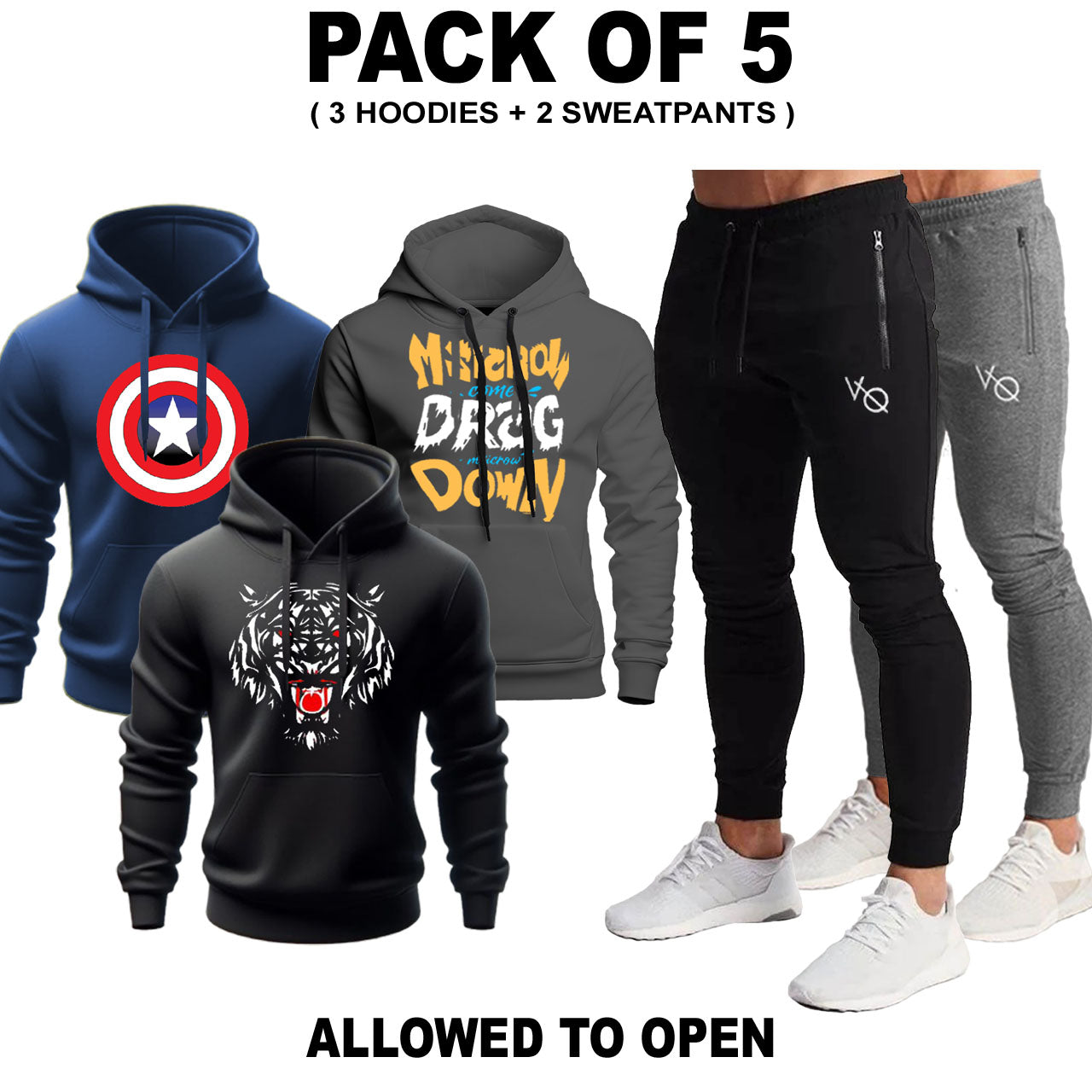 Complete Winter Deal  ( 3 Hoodies + 2 Sweatpants )