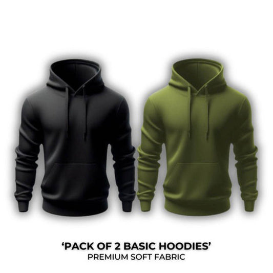 Pack of 2 Black & Green Basic Hoodies