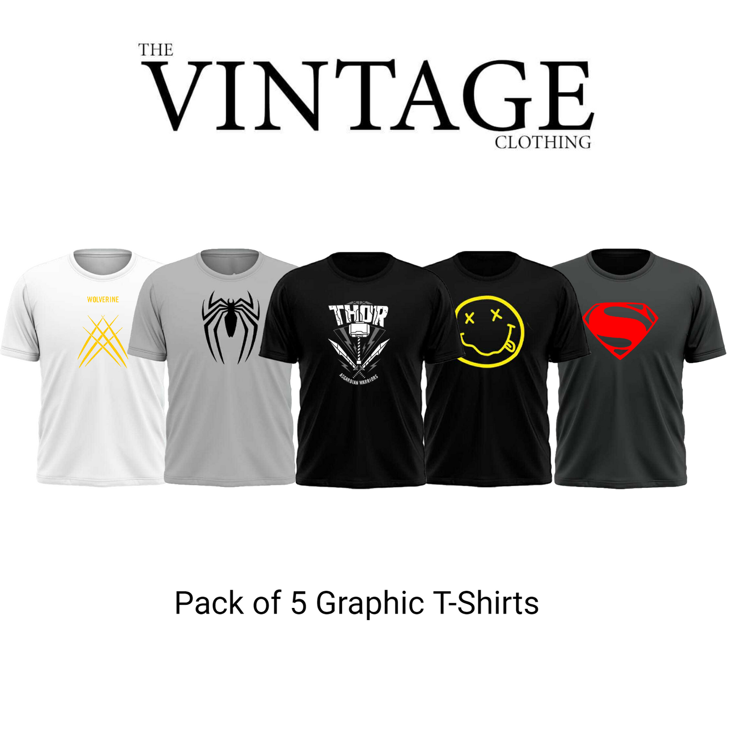 Pack of 5 Printed T-Shirt