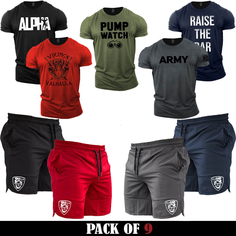 Pack of 9 Half Sleeves T-Shirts + Shorts ( Pump Watch )