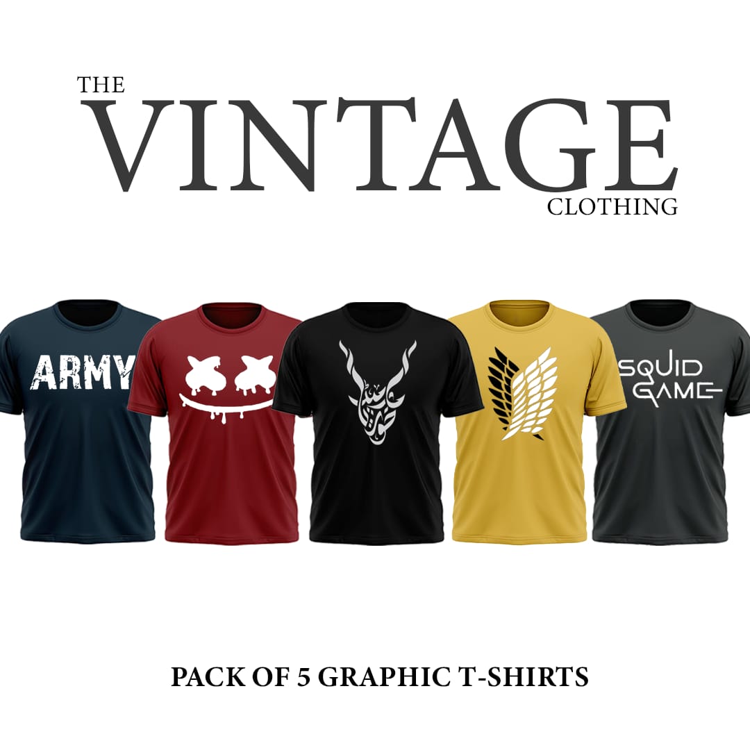 Pack of 5 Printed T-Shirt