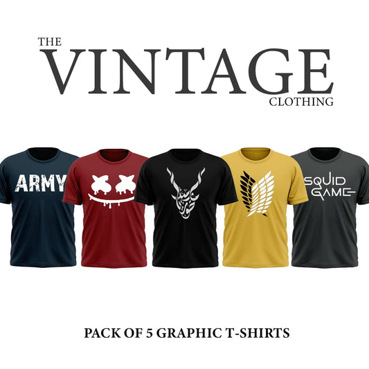 Pack of 5 Printed T-Shirt