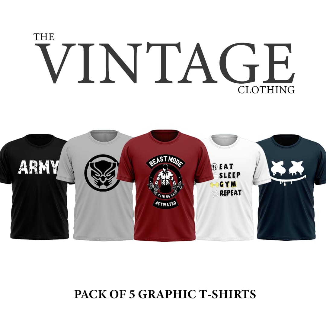 Pack of 5 Printed T-Shirt