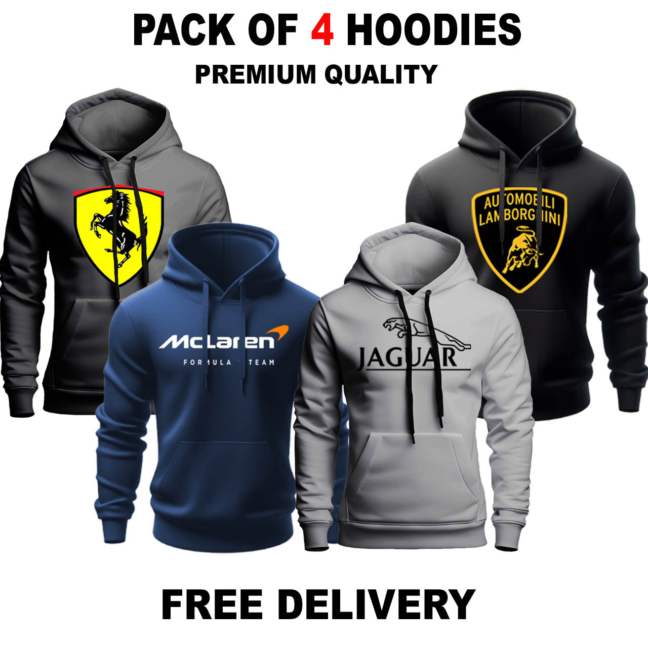 Pack of 4 Car's Hoodie's ( NEW )